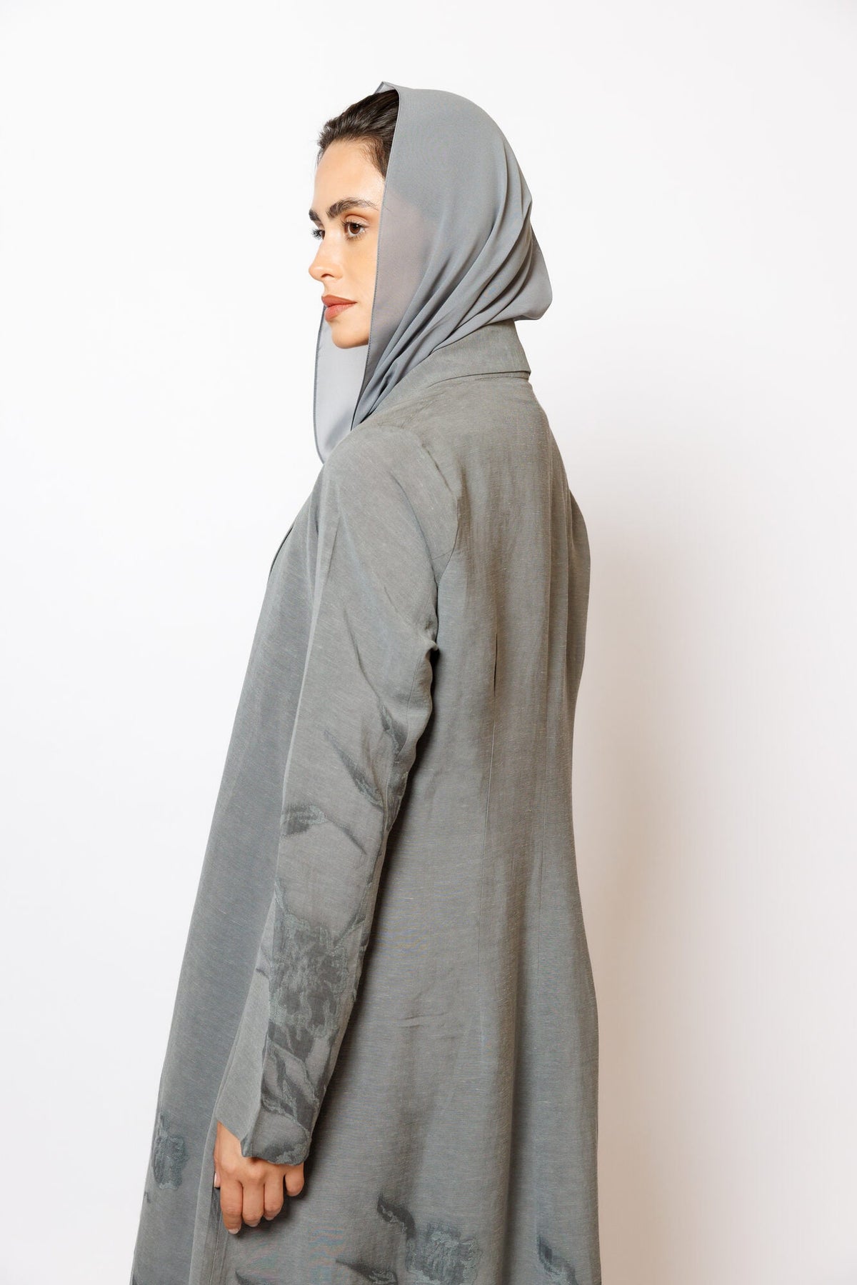 PN-14 Dark Grey Printed Linen