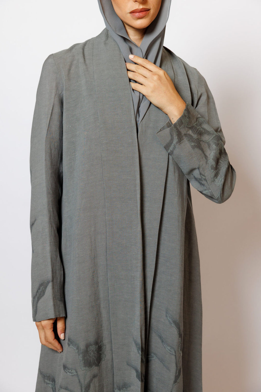 PN-14 Dark Grey Printed Linen