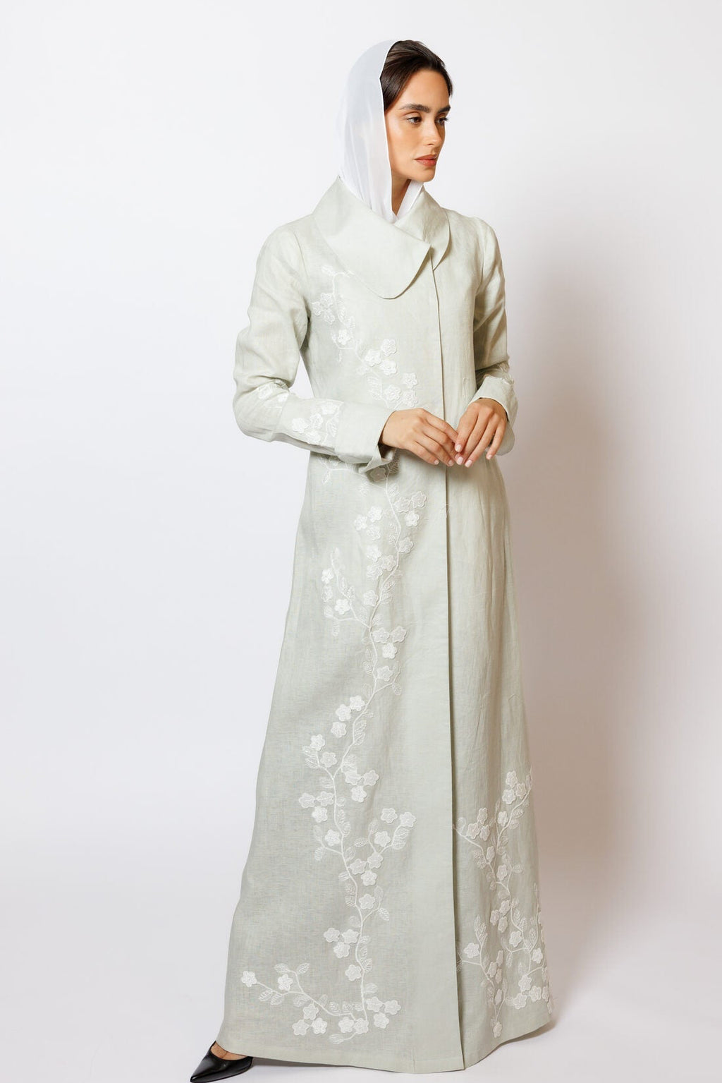 PN-15 Floral Green Linen Lace