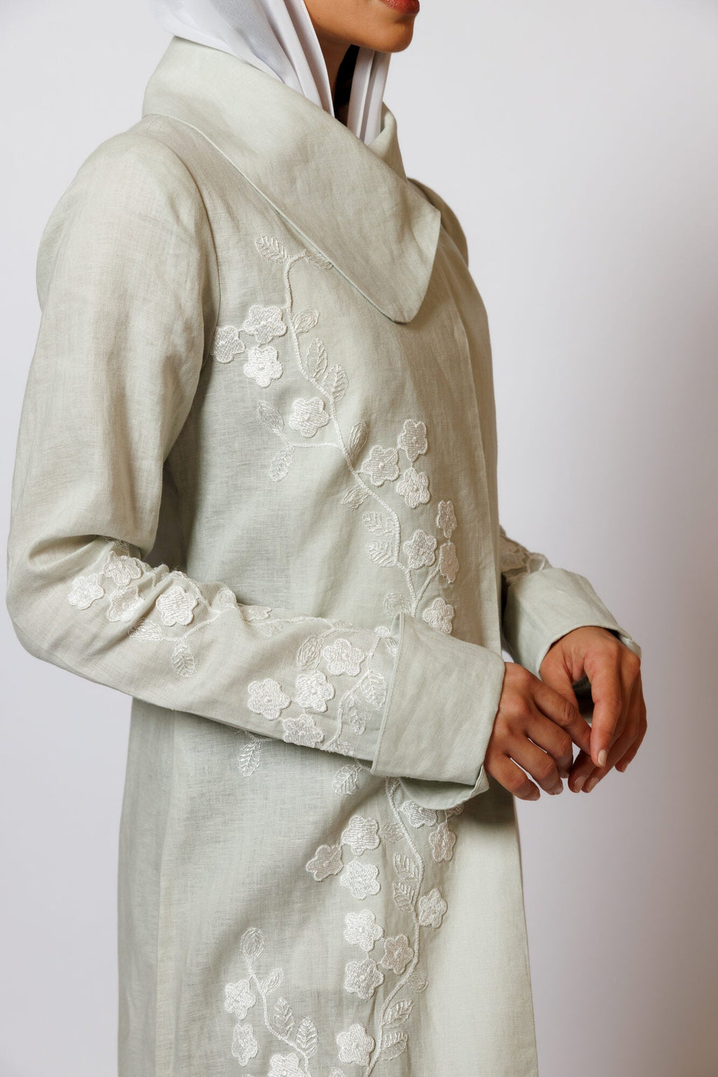 PN-15 Floral Green Linen Lace