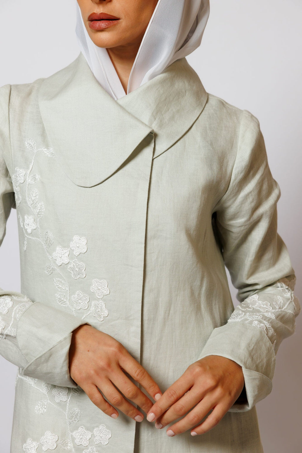 PN-15 Floral Green Linen Lace