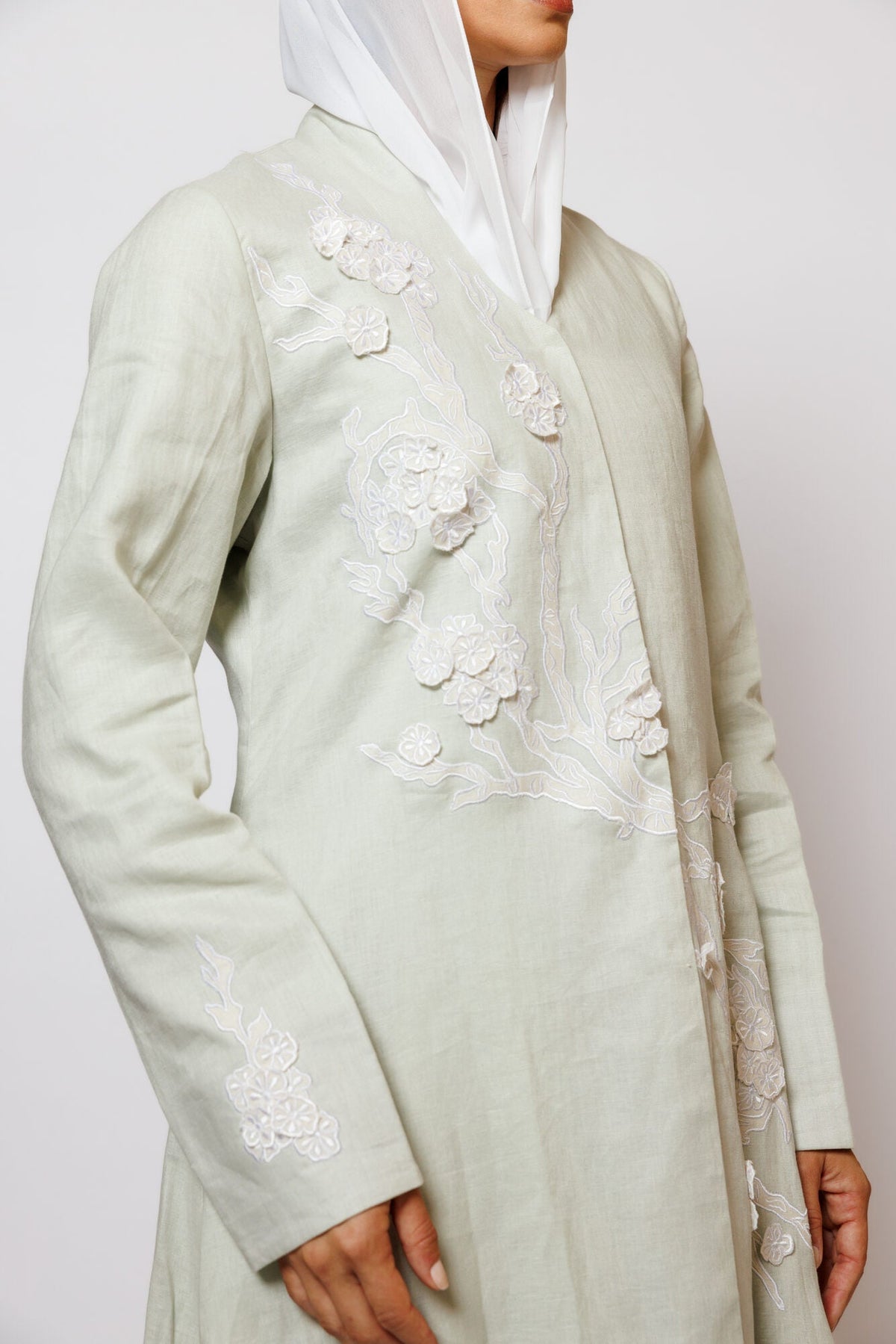 PN-10 Green Linen Embroidery