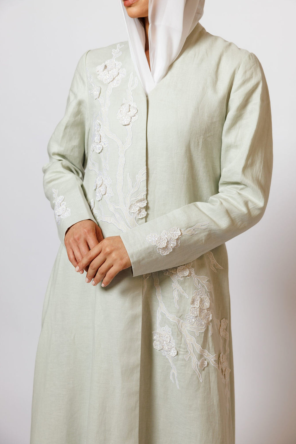 PN-10 Green Linen Embroidery