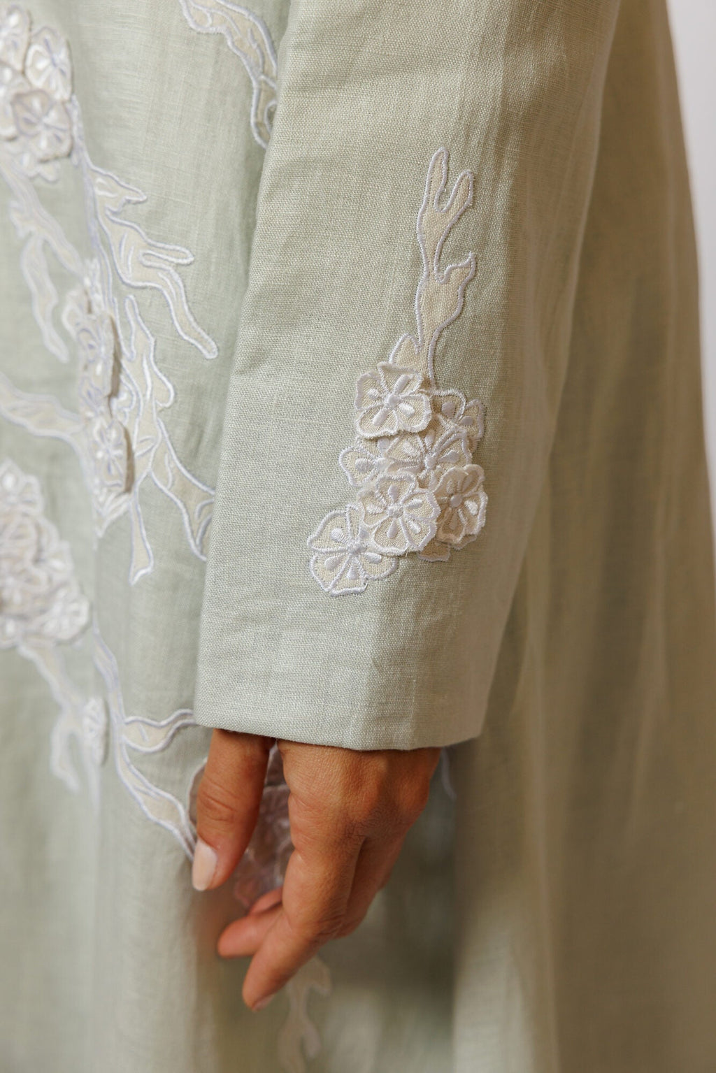 PN-10 Green Linen Embroidery