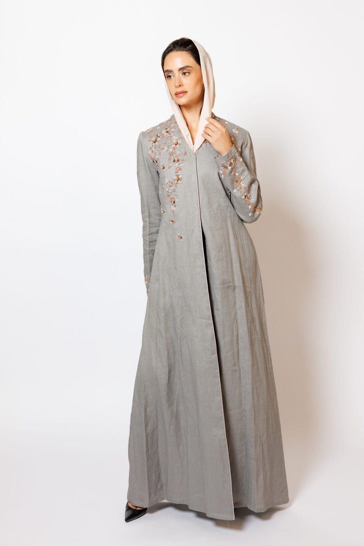 PN-09 Grey Embroidery Linen