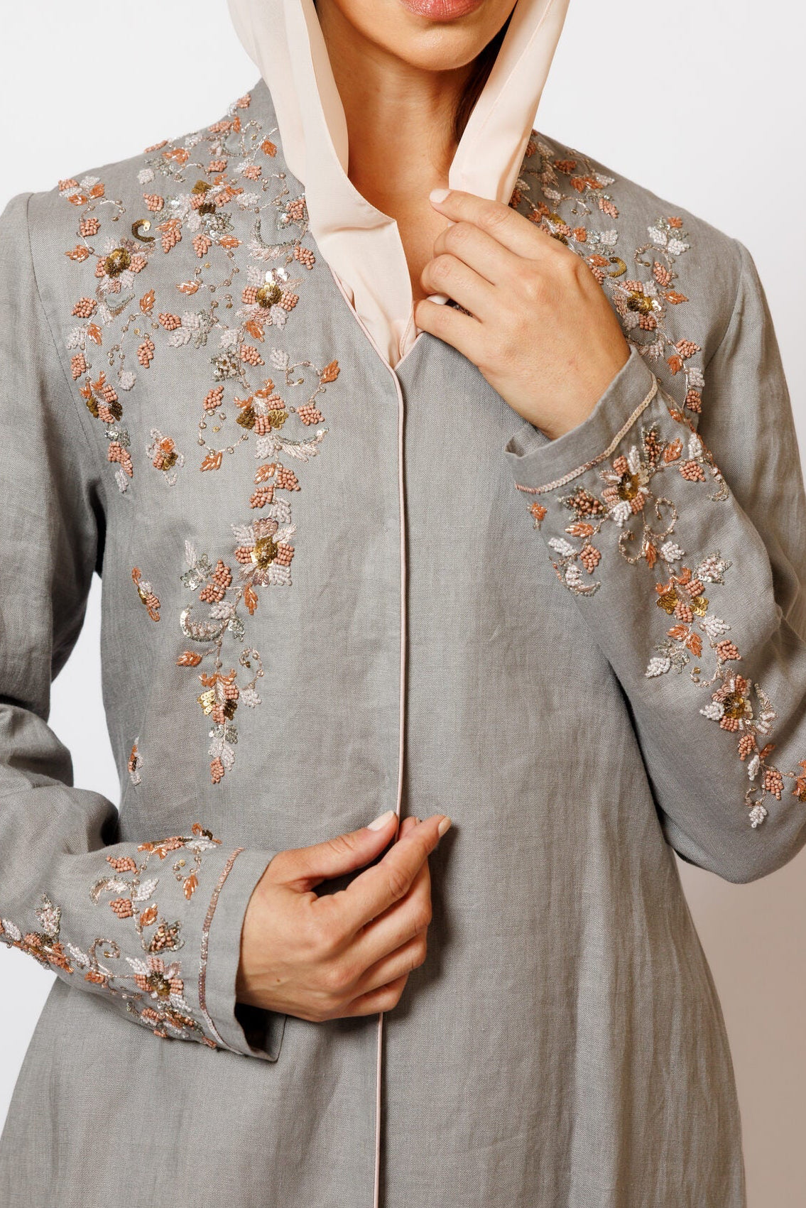 PN-09 Grey Embroidery Linen