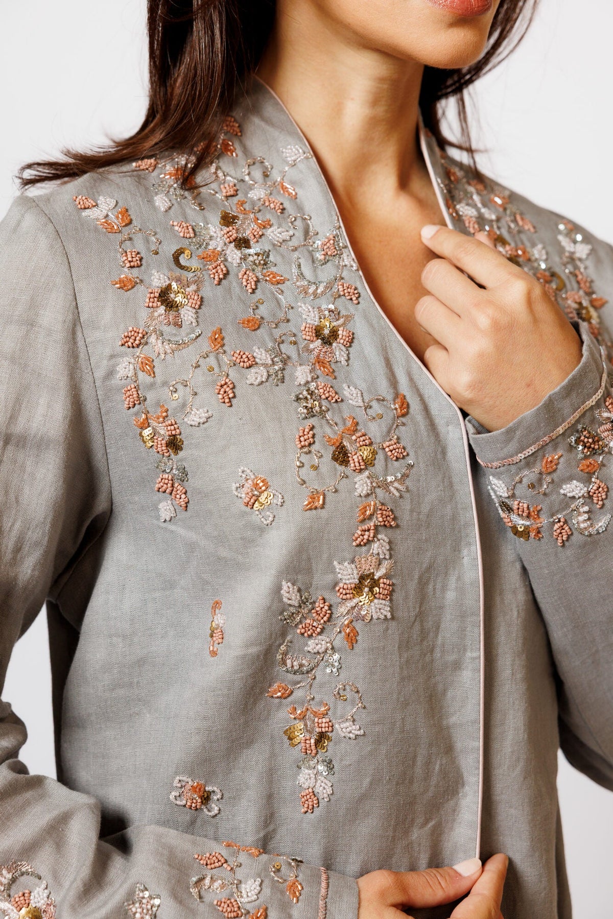 PN-09 Grey Embroidery Linen